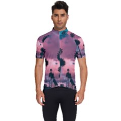 Nature Sunset Sky Clouds Palms Tropics Porous Men s Short Sleeve Cycling Jersey by Ravend