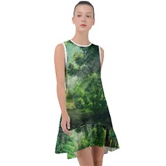 Anime Green Forest Jungle Nature Landscape Frill Swing Dress