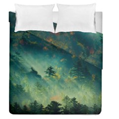 Green Tree Forest Jungle Nature Landscape Duvet Cover Double Side (queen Size)