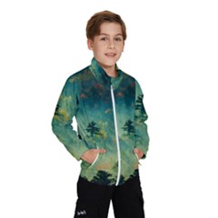 Green Tree Forest Jungle Nature Landscape Kids  Windbreaker by Ravend