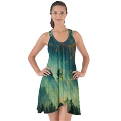 Green Tree Forest Jungle Nature Landscape Show Some Back Chiffon Dress