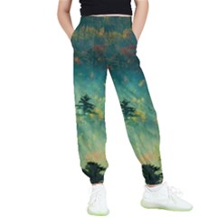 Green Tree Forest Jungle Nature Landscape Kids  Elastic Waist Pants