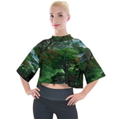 Jungle Forreast Landscape Nature Mock Neck Tee