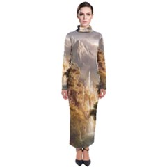 Natural Landscape Nature Vegetation Jungle Turtleneck Maxi Dress