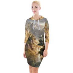 Natural Landscape Nature Vegetation Jungle Quarter Sleeve Hood Bodycon Dress by Ravend