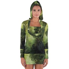 Green Beautiful Jungle Long Sleeve Hooded T-shirt