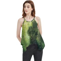 Green Beautiful Jungle Flowy Camisole Tank Top