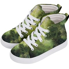 Green Beautiful Jungle Kids  Hi-top Skate Sneakers by Ravend