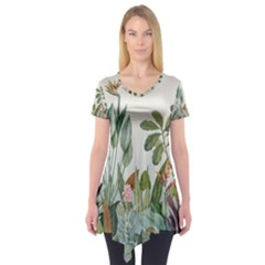 Tropical Jungle Plants Short Sleeve Tunic 