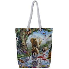 Beautiful Jungle Animals Full Print Rope Handle Tote (small)