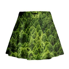 Green Pine Forest Mini Flare Skirt