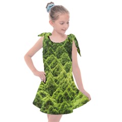 Green Pine Forest Kids  Tie Up Tunic Dress by Ravend