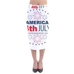 Independence Day Usa Velvet Midi Pencil Skirt by Ravend