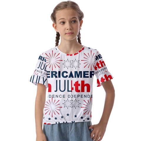 Independence Day Usa Kids  Cuff Sleeve Scrunch Bottom Tee by Ravend