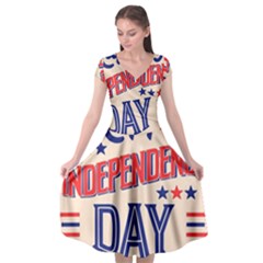 Usa Happy Independence Day Cap Sleeve Wrap Front Dress