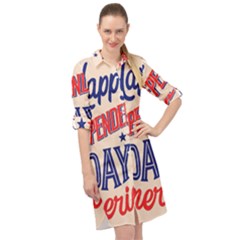 Usa Happy Independence Day Long Sleeve Mini Shirt Dress by Ravend