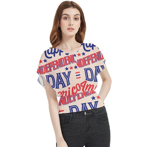 Usa Happy Independence Day Butterfly Chiffon Blouse by Ravend