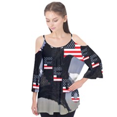 Freedom Patriotic American Usa Flutter Sleeve Tee 