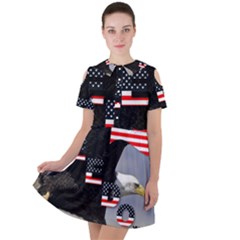 Freedom Patriotic American Usa Short Sleeve Shoulder Cut Out Dress  by Ravend