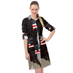 Freedom Patriotic American Usa Long Sleeve Mini Shirt Dress by Ravend