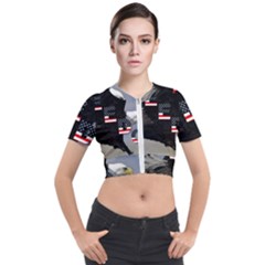 Freedom Patriotic American Usa Short Sleeve Cropped Jacket by Ravend