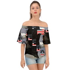 Freedom Patriotic American Usa Off Shoulder Short Sleeve Top by Ravend