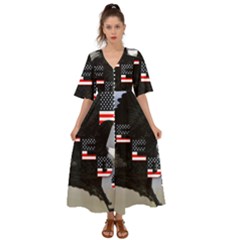 Freedom Patriotic American Usa Kimono Sleeve Boho Dress