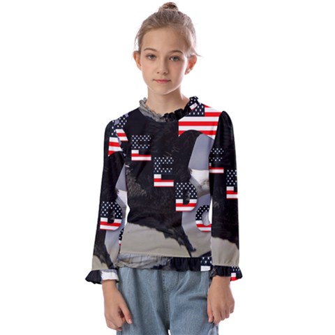 Freedom Patriotic American Usa Kids  Frill Detail Tee by Ravend