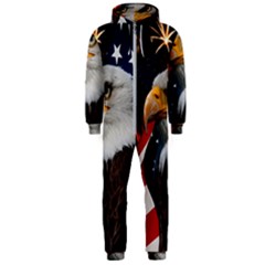 Fourth Of July Independence Day Usa American Pride Hooded Jumpsuit (men) by Ravend