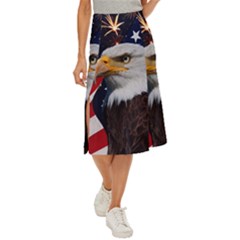 Fourth Of July Independence Day Usa American Pride Midi Panel Skirt