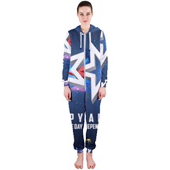 4th Of July Happy Usa Independence Day Hooded Jumpsuit (ladies) by Ravend