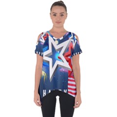 4th Of July Happy Usa Independence Day Cut Out Side Drop Tee by Ravend