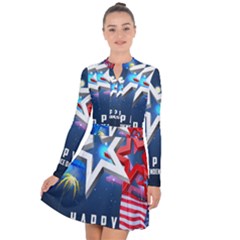 4th Of July Happy Usa Independence Day Long Sleeve Panel Dress by Ravend