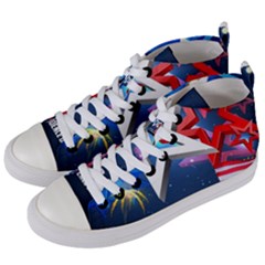 4th Of July Happy Usa Independence Day Women s Mid-top Canvas Sneakers by Ravend