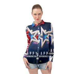 4th Of July Happy Usa Independence Day Long Sleeve Chiffon Shirt