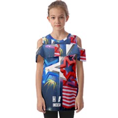 4th Of July Happy Usa Independence Day Fold Over Open Sleeve Top by Ravend