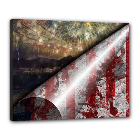 Independence Day Background Abstract Grunge American Flag Canvas 20  X 16  (stretched) by Ravend