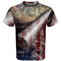 Independence Day Background Abstract Grunge American Flag Men s Cotton Tee by Ravend