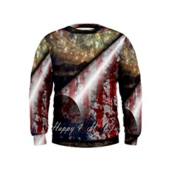 Independence Day Background Abstract Grunge American Flag Kids  Sweatshirt by Ravend