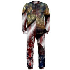 Independence Day Background Abstract Grunge American Flag Onepiece Jumpsuit (men) by Ravend