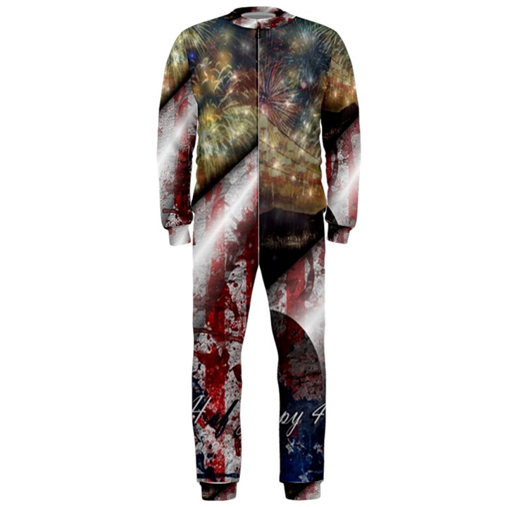 Independence Day Background Abstract Grunge American Flag OnePiece Jumpsuit (Men)