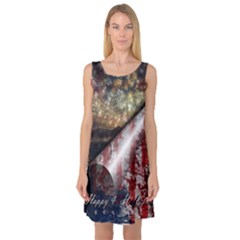 Independence Day Background Abstract Grunge American Flag Sleeveless Satin Nightdress