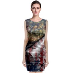 Independence Day Background Abstract Grunge American Flag Classic Sleeveless Midi Dress by Ravend