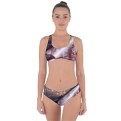 Independence Day Background Abstract Grunge American Flag Criss Cross Bikini Set