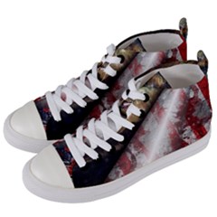 Independence Day Background Abstract Grunge American Flag Women s Mid-top Canvas Sneakers by Ravend