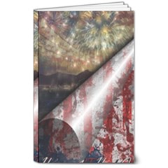 Independence Day Background Abstract Grunge American Flag 8  X 10  Softcover Notebook