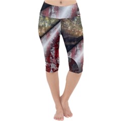 Independence Day July 4th Lightweight Velour Cropped Yoga Leggings by Ravend