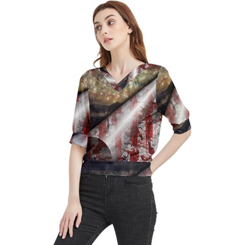 Independence Day July 4th Quarter Sleeve Blouse by Ravend