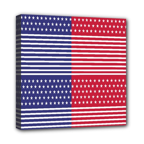 American Flag Patriot Red White Mini Canvas 8  X 8  (stretched) by Celenk