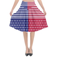 American Flag Patriot Red White Flared Midi Skirt by Celenk